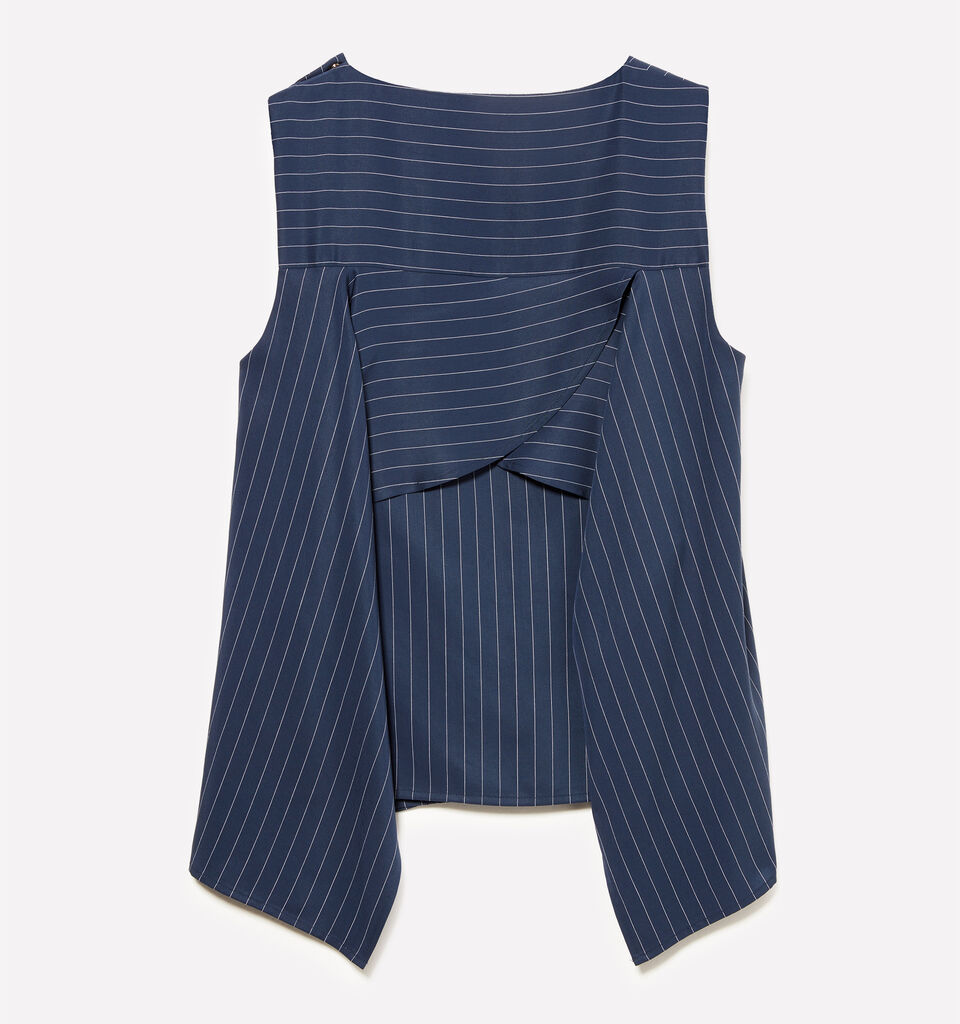 Pinstripe top with open back - women's tops - Blue | Sisley image number 6